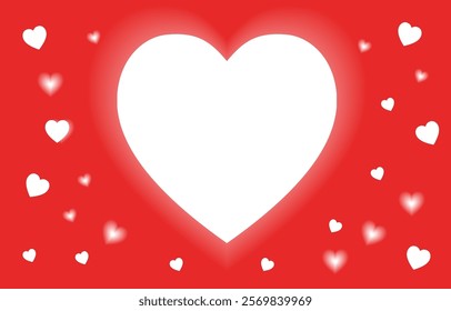 Valentine background with heart.Happy Valentine's Day card with white hearts on red background.Vector graphic illustration background wallpaper.