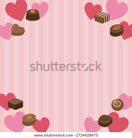 Valentine background with hearts and chocolates for banner and web design.