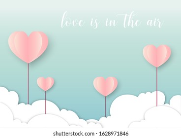 Valentine Background, Hearts Floating In The Sky