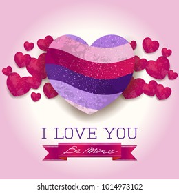 Valentine background with hearts and message in ultra violet. Vector illustration eps10