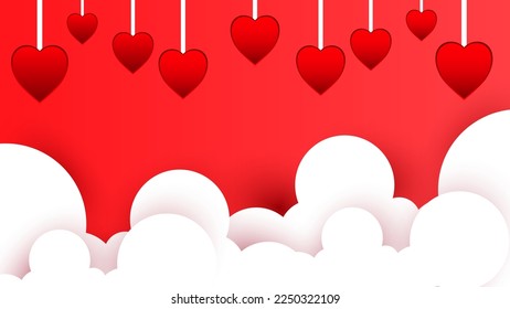 Fondo de San Valentín con nubes aisladas al estilo de papeleo