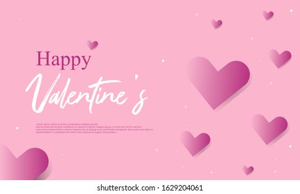Valentine Background with a love papercut style and gradient.  Template for poster , banner , greeting cards. Vector Illustration