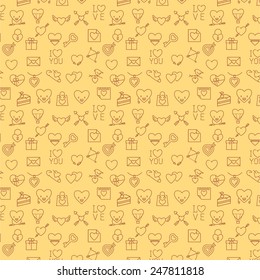 Valentine background made of thin line icons