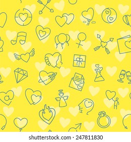 Valentine background made of thin line icons