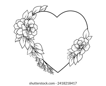 Valentine Background with Ornament Bouquet Flower Frame