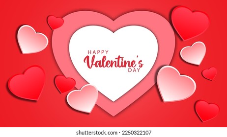 Valentine background with papercut style and modern look