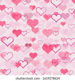 Valentine background and pattern pink hearts.