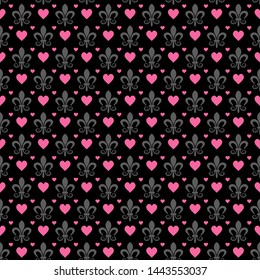 Valentine background pattern. Seamless pattern with hearts. Cute wallpaper. Vector graphics