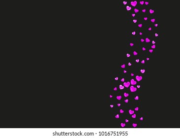 Valentine background with pink glitter hearts. February 14th day. Vector confetti for valentine background template. Grunge hand drawn texture. Love theme for special business offer, banner, flyer.