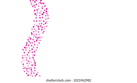 Valentine background with pink glitter hearts. February 14th day. Vector confetti for valentine background template. Grunge hand drawn texture. Love theme for special business offer, banner, flyer.