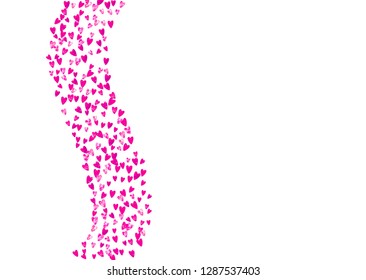Valentine background with pink glitter hearts. February 14th day. Vector confetti for valentine background template. Grunge hand drawn texture. Love theme for special business offer, banner, flyer.