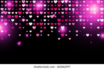 Valentine background with pink hearts. Vector paper illustration.