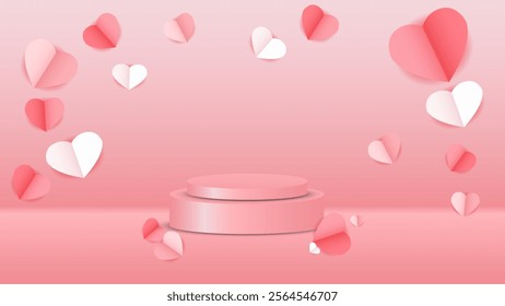 valentine background and podium vector