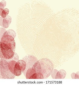 Valentine background (red fingerprint on light background)