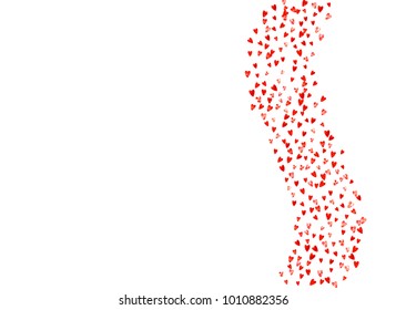 Valentine background with red glitter hearts. February 14th day. Vector confetti for valentine background template. Grunge hand drawn texture. Love theme for flyer, special business offer, promo.