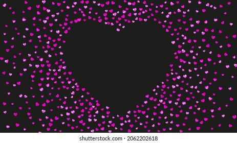 Valentine background with red glitter hearts. February 14th day. Vector confetti for valentine background template. Grunge hand drawn texture. Love theme for party invite, retail offer and ad.