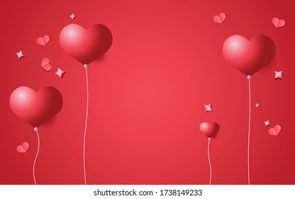 valentine background red with heart balloons