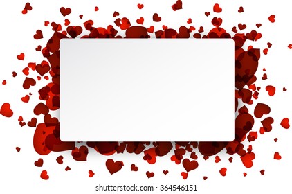 Antecedentes de San Valentín con corazones rojos. Ilustración de papel vector.