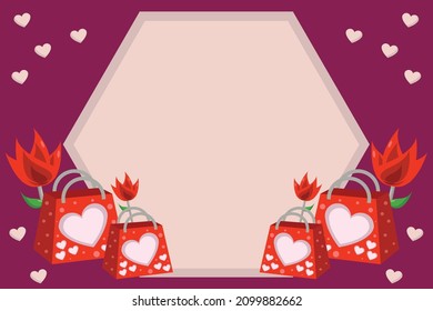 Valentine Background with Red Paper Bag