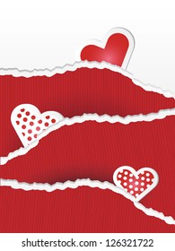 Valentine background with red three hearts