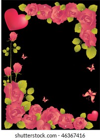  Valentine background with roses and hearts