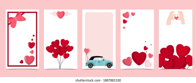 Valentine background for social media with heart,balloon and car