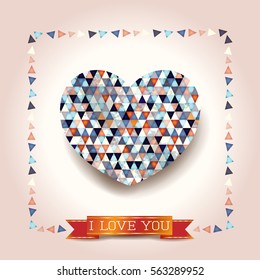 Valentine background with stunning heart. Vector illustration 