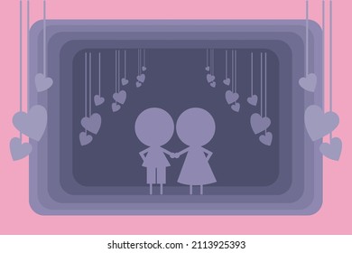 Valentine Background with Sweet Couple