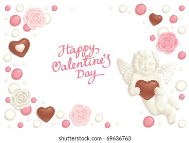 Valentine background with sweets composing a frame for your text