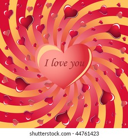 valentine in background of swirled rays and hearts