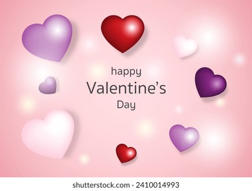 Valentine background template with decorated heart shape on love concept for banner, cover and landing page.