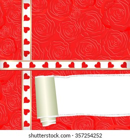 Valentine background with torn paper