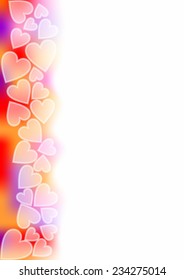 Valentine background with transparency white hearts on colorful border
