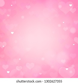 Valentine Background vector illustration. Romantic Heart bokeh on pink background. 
