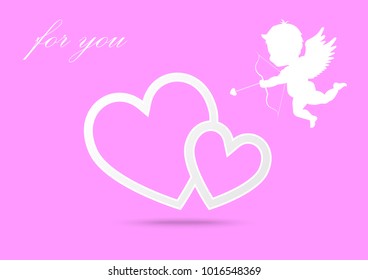 valentine background,Cupid silhouette,heart,vector illustrations