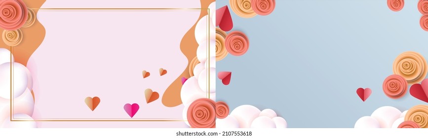 valentine backgrounds heart red sky pink frame banner design concept poster card vector 