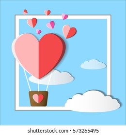 valentine balloon hearts with cloud on abstract background