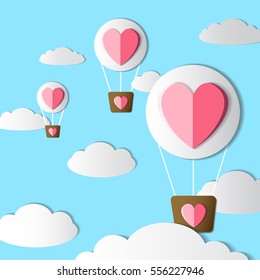 valentine balloons with cloud on blue background