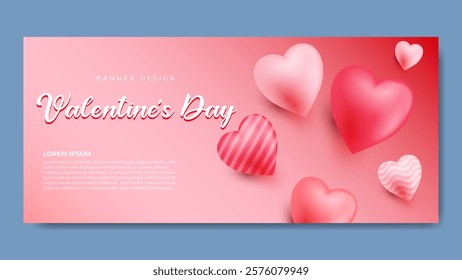 valentine banner design with 3d heart love