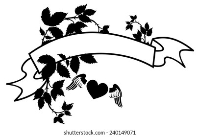 Valentine banner with floral elements