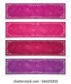 Valentine banner set different color lovely background and frame use for Happy Valentines day and other holidays. Decoration element. Vector Illustration 