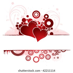 Valentine  banner. Vector illustration: two hearts on an ornament