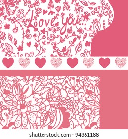 Valentine banners set with patterns