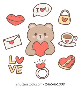 Valentine bear cartoon cute love