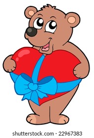 Valentine bear with heart - vector illustration.