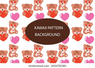 valentine bear pattern background design.for newborn apparel, textiles and wallpaper Vector illustration