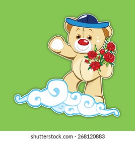 Valentine bear with roses