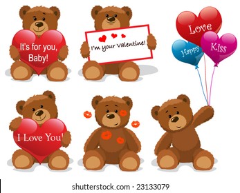 Valentine bears set vector. Look through my new pictures.