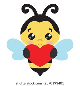 Valentine  bee  vector cartoon illustration
