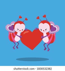 valentine bees heart design vector illustration